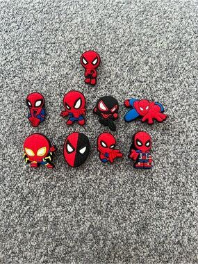 CROCS Spider-Man Red Black Blue Jibbitz Charms Set